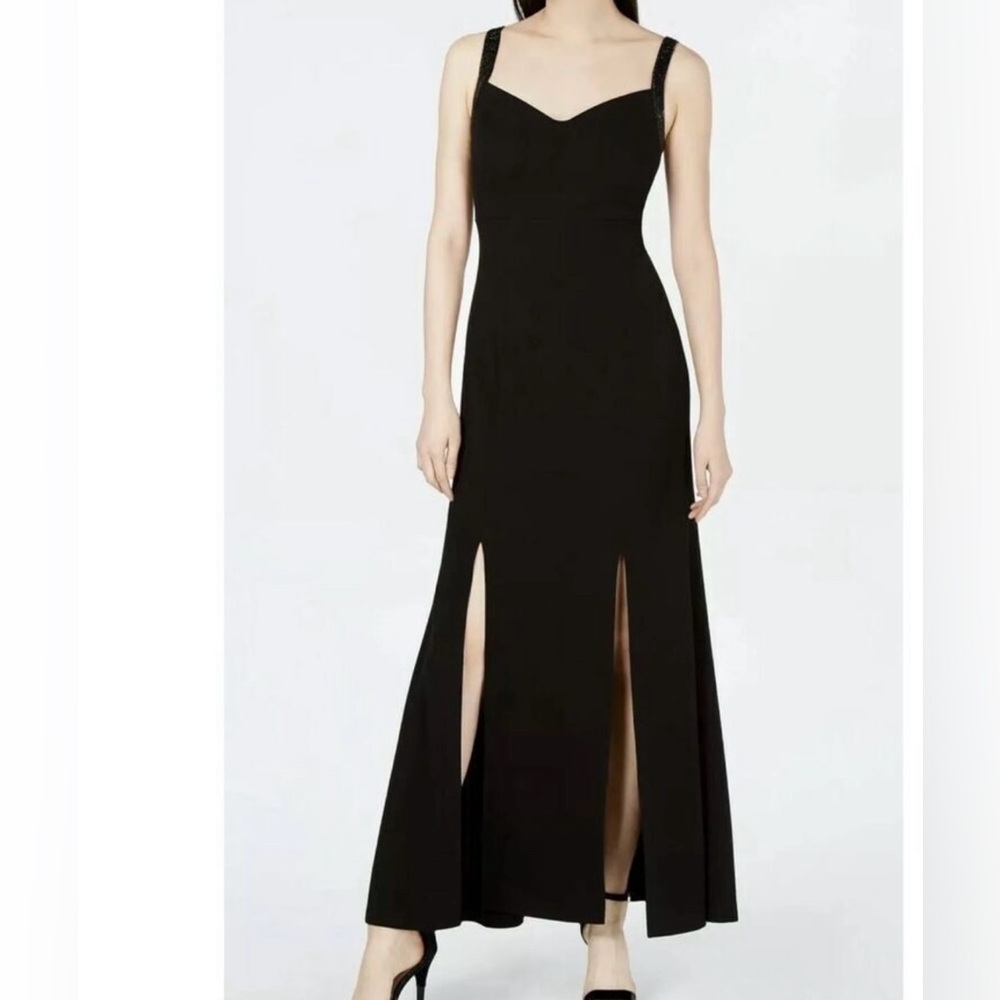 CALVIN KLEIN • NWT Women’s Black Gown Sweetheart Neckline Beaded Straps Size- 2